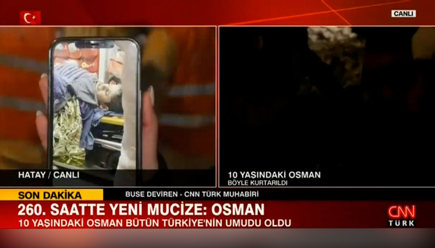 10 yaşındaki Osman 260. saatte enkazdan sağ olarak çıkarıldı.