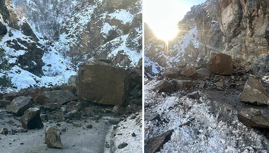 Artvin- Şavşat yolu, heyelanda kayaların düşmesiyle kapandı