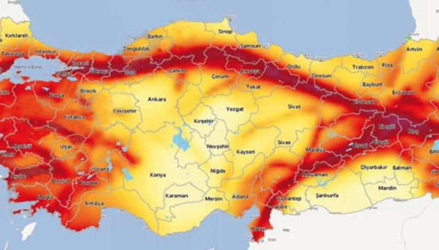 TÜRKİYE DEPREM RİSK HARİTASI GÖRÜNTÜLEME |  Fay hattı nerelerden hangi illerden geçiyor Kuzey Anadolu, Doğu Anadolu ve Batı Anadolu fay hattı riskli il ve ilçeler