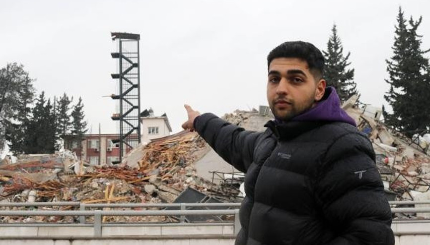 Hatayda depremde binalar yıkıldı, yangın merdiveni ayakta kaldı