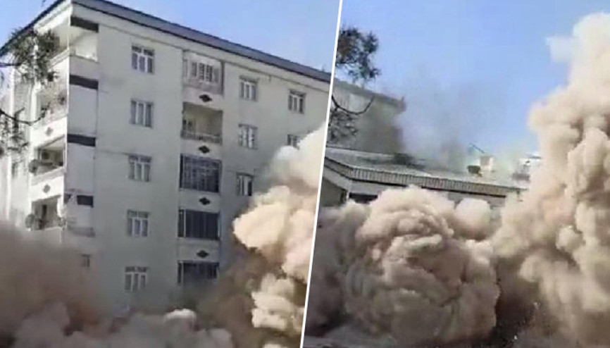 Diyarbakırda kontrollü yıkımda 10 katlı bina çöktü
