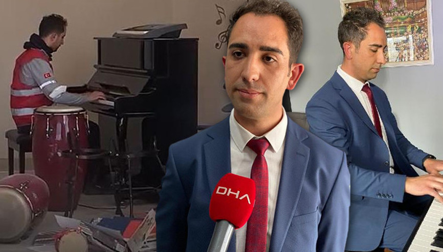 Hasarlı okulda piyano çalan öğretmen: Acımızı notalarla gösterdik