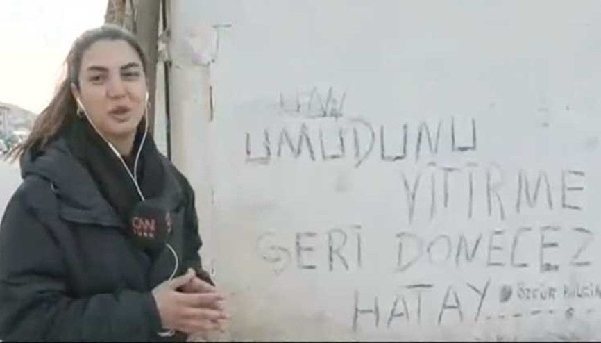 Hataydaki duvar yazısı depremin sembolü oldu