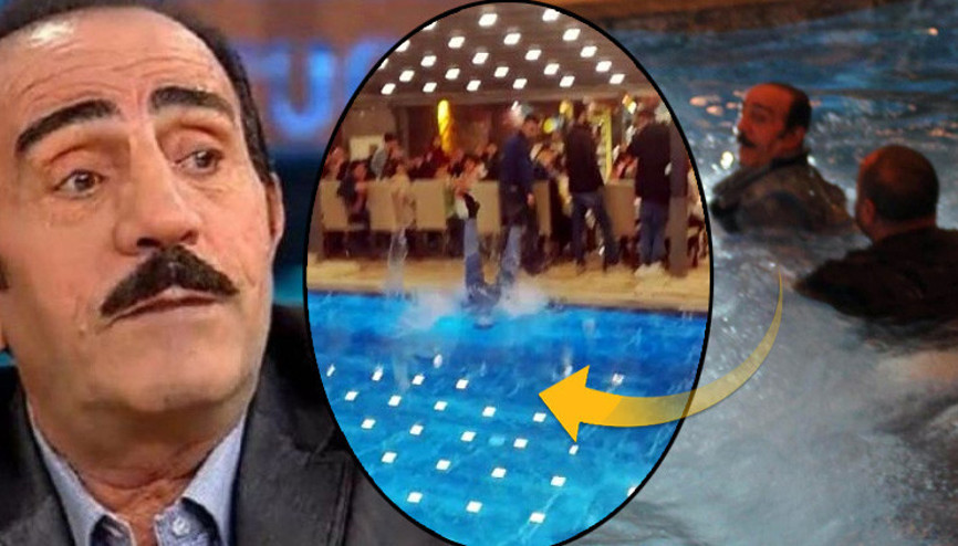 Türkücü Mustafa Keser, depremzedelere moral gecesinde havuza düştü