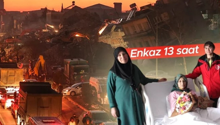 Enkaz altından 13. saatte çıkarılan Hatice ile kurtarma ekibinin duygusal buluşması
