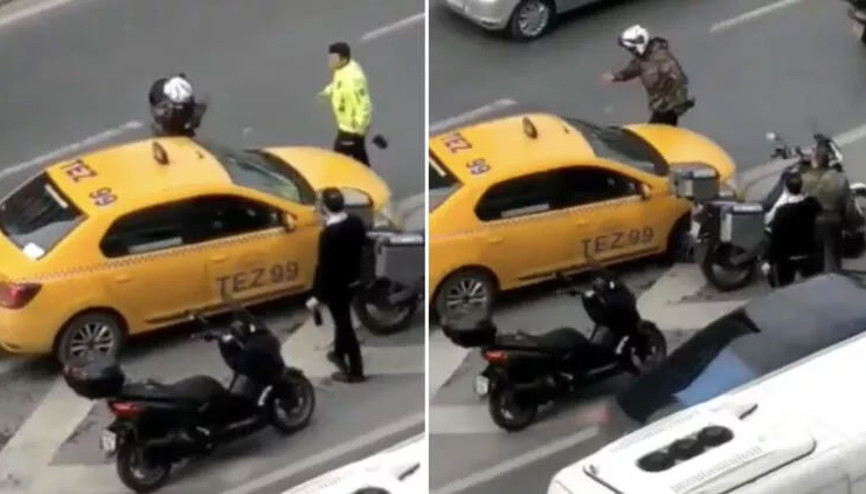 Şişlide yol verme kavgası Taksinin aynasını kırdı