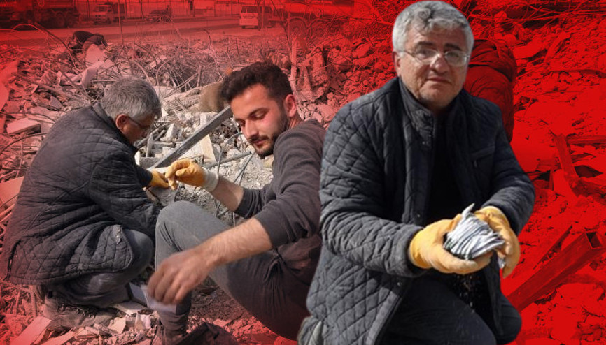 Kahramanmaraş’ta bir gözlükçü, enkaz altında sağlam kalan camları tek tek topladı