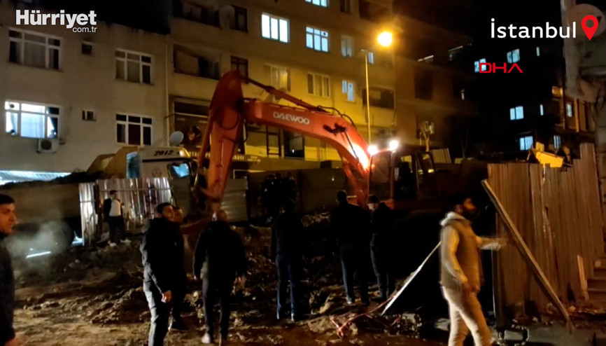 Bayrampaşada inşaat halindeki binanın istinat duvarı çöktü