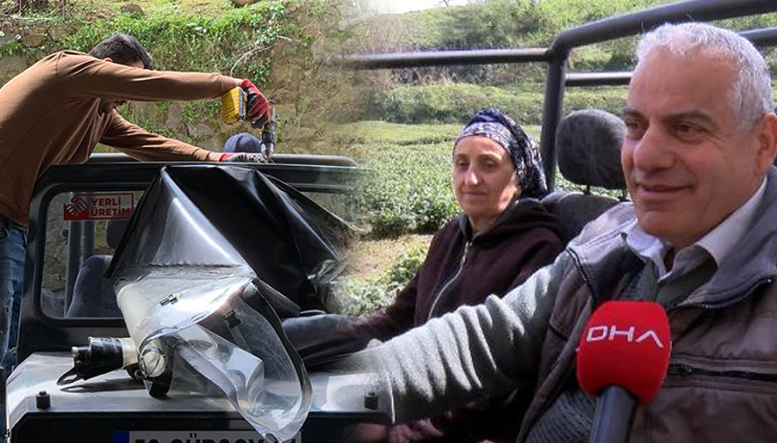 Rizede görenlerin ilgisini çeken araç... Hurda demirlerden tasarladı