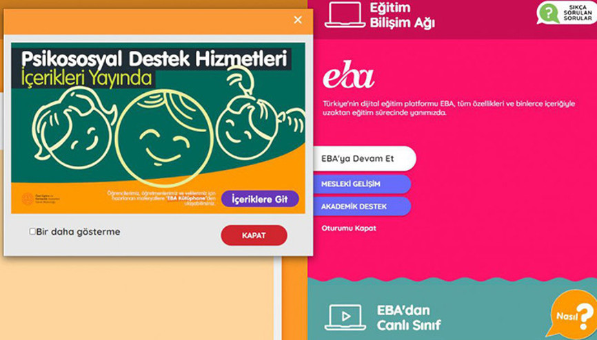 Psikososyal destek içerikleri yayında