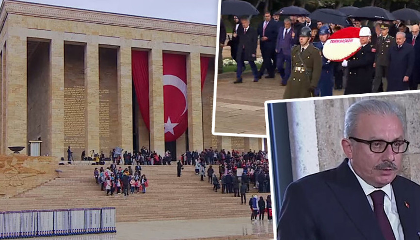 Son dakika... 23 Nisan kutlu olsun Anıtkabire ziyaretçi akını... Şentop ve devlet erkanı Anıtkabiri ziyaret etti