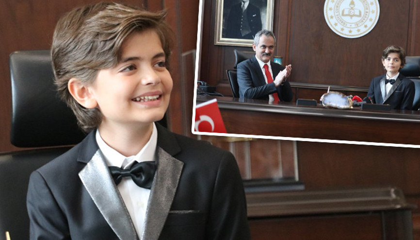 Bakan Özer, koltuğunu 11 yaşındaki Kaan Cana devretti