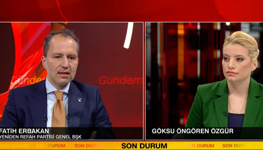 Yeniden Refah Partisi Genel Başkanı Erbakan CNN TÜRKte... Kılıçdaroğluna tepki: Teröristlerin özgür olmasını istiyorlar Yeniden Refah Partisi Genel Başkanı Erbakan CNN TÜRKte... Kılıçdaroğluna tepki: Teröristlerin özgür olmasını istiyorlar