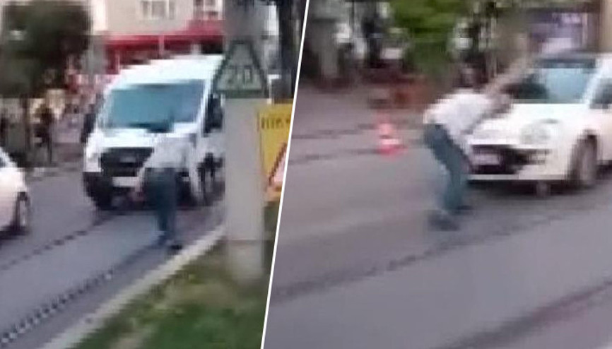 Yavru kargayı kurtarmaya çalışırken diğer kargalar saldırdı