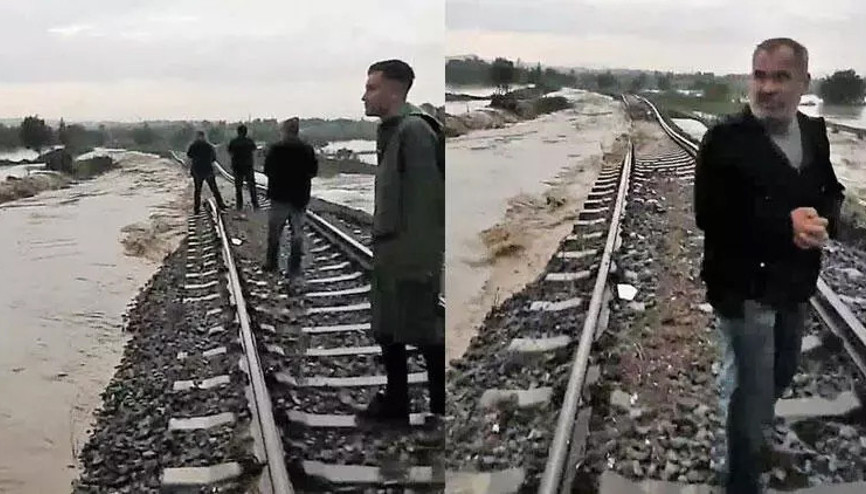 Selin çökerttiği bölüme yaklaşan tren son anda durduruldu