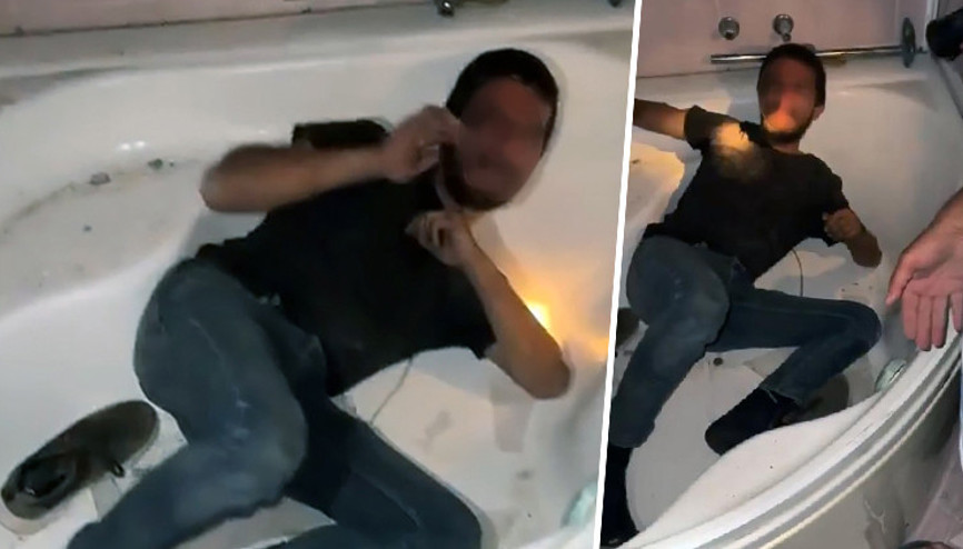 Hırsızı küvette yakalayıp dövdüler