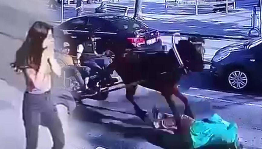 At arabasının yayaya çarptığı kaza kamerada