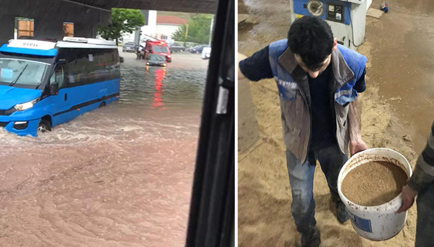 Ankarada şiddetli sağanak etkili oldu Yollar göle döndü