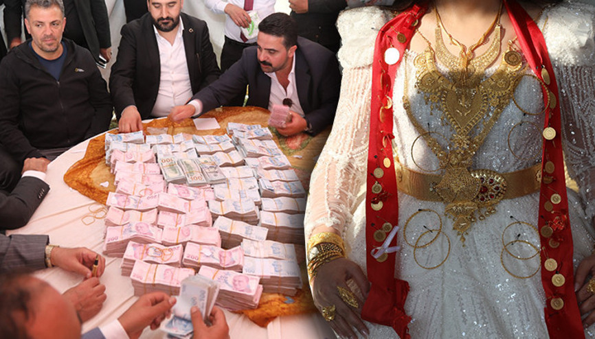 Damada 6 milyon lira, geline 4 kilo altın takıldı Damada 6 milyon lira, geline 4 kilo altın takıldı