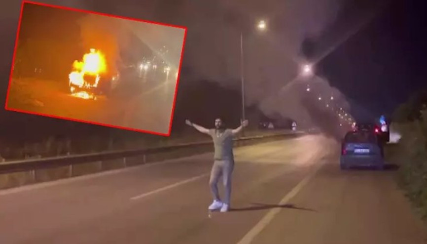 Otomobilinin yanışını çaresizce izledi, o anları saniye saniye kaydetti