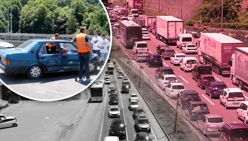 Tatilcilerin dönüş yolculuğu devam ediyor... Yollarda son durum: 14 aracın karıştığı zincirleme kaza