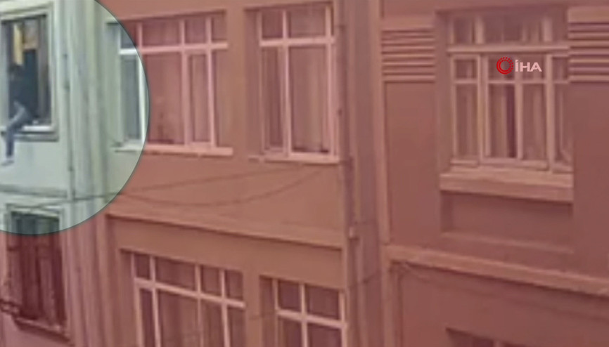 Ev sahibiyle karşılaşan hırsız 3. kattan aşağı örümcek adam gibi indi