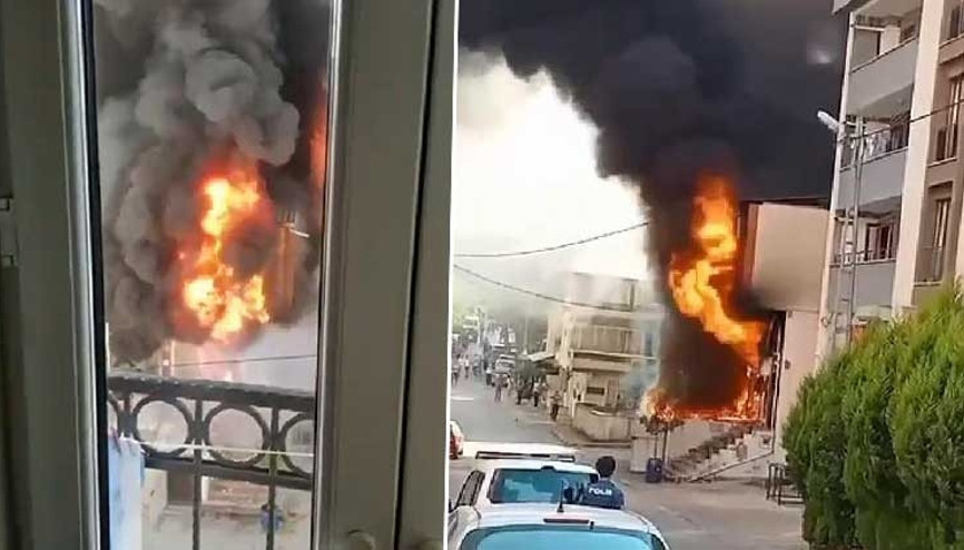 Tuzlada tekstil atölyesi alev alev yandı