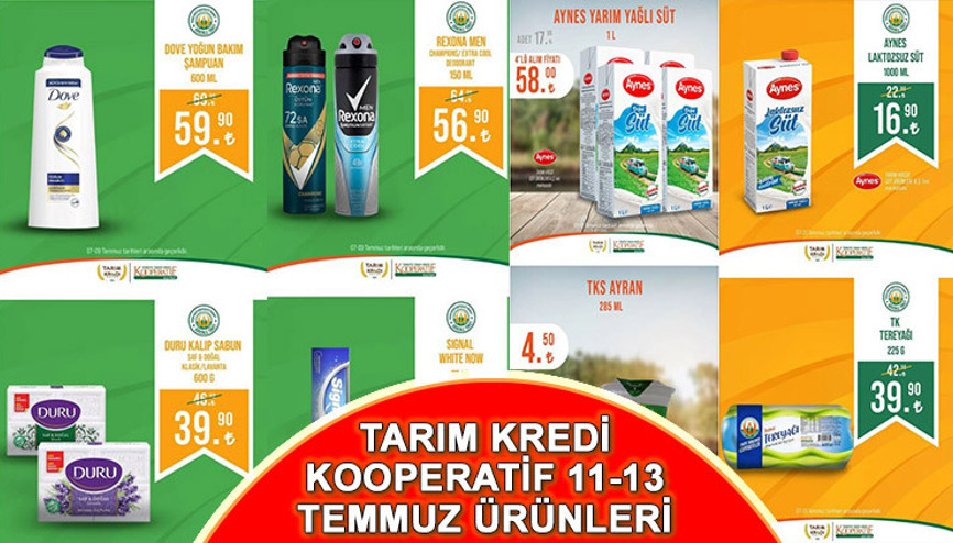 Tarım Kredi Market 11-13 Temmuz indirimli ürünler katalogu… Temizlik, kişisel bakım, kasap ve temel gıda ürünlerinde indirim fırsatı