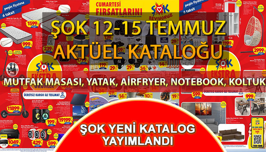 ŞOK 15 TEMMUZ KATALOĞU YENİ | ŞOK’a Cumartesi günü köşe koltuk takımı, mutfak masası, elektrikli scooter ve Airfryer geliyor…