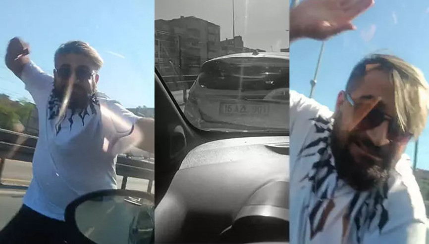 Trafikte hamile kadının bulunduğu otomobili yumrukladı