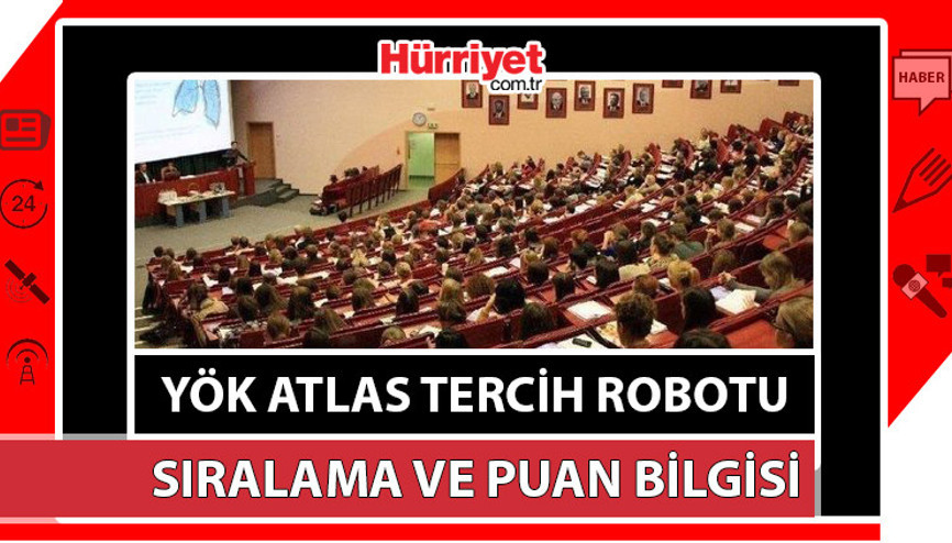 YKS TERCİH ROBOTU 2023: YÖK Atlas lisans ve ön lisans tercih motoru... Üniversite taban puanları ve sıralama bilgileri tablosu