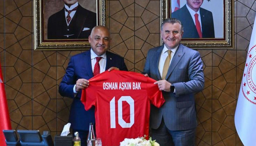 TFF Başkanı Büyükekşiden Gençlik ve Spor Bakanı Osman Aşkın Baka ziyaret