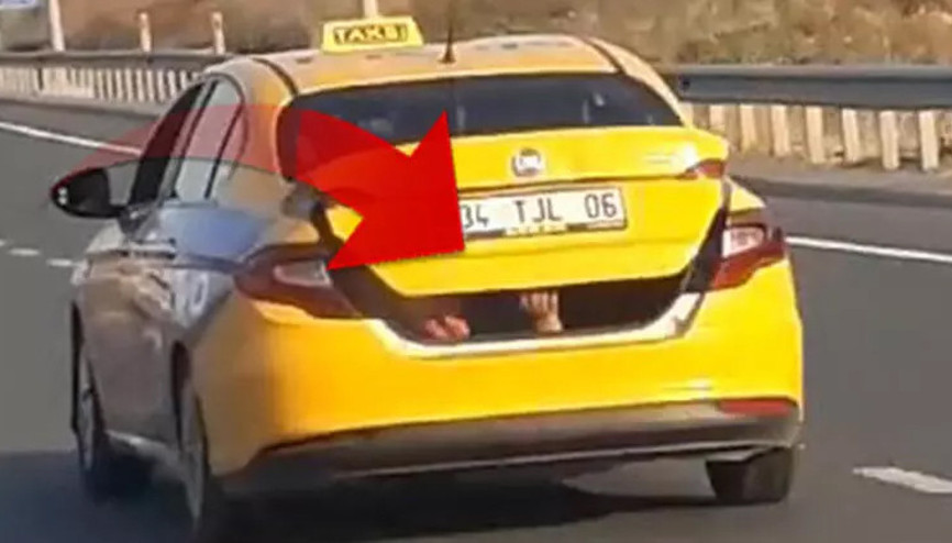 Taksi bagajında yolculuk kamerada
