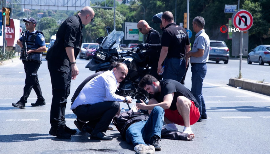 İstanbul İl Emniyet Müdürü Aktaş’tan kaza yapan motosikletliye yardım