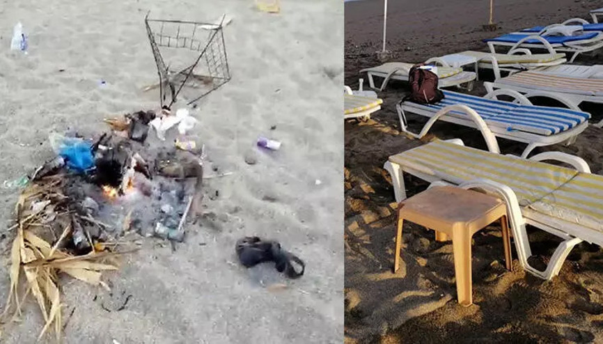 Caretta Carettaların korumalı yuvalarının üzerinde mangal yaptılar