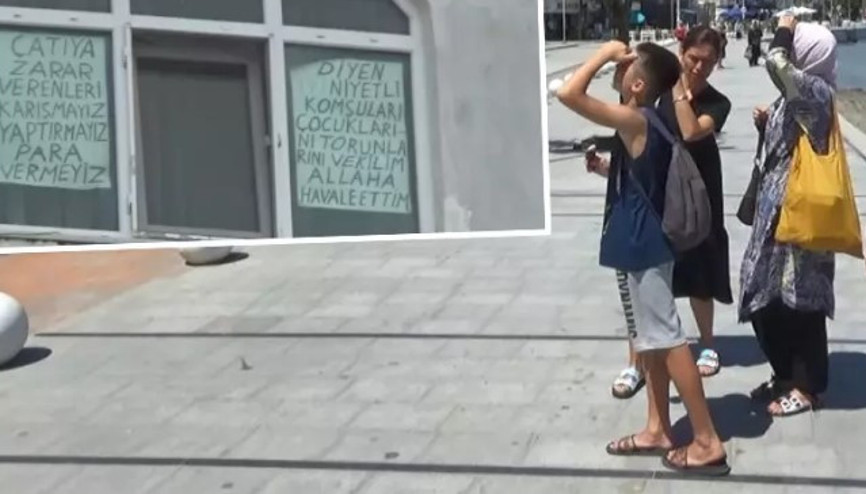 Tekirdağda apartman yönetimine kızan ev sahibinin evin camına astığı yazı, görenleri şaşırttı