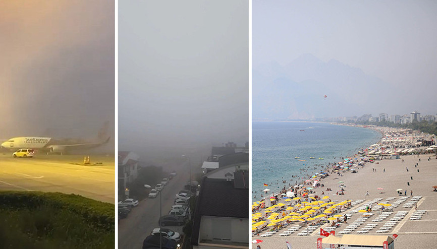 Antalyada nem bulutlarından göz gözü görmedi, uçaklar iniş yapamadı Antalyada nem bulutlarından göz gözü görmedi, uçaklar iniş yapamadı