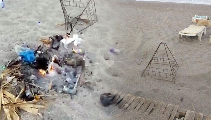 Caretta caretta yuvasında mangal yapmışlardı Yaptıkları yanlarına kalmadı