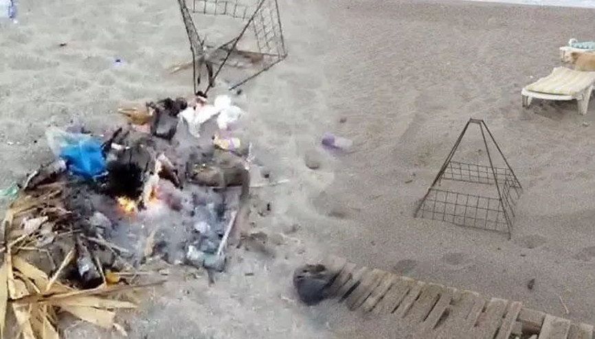 Caretta caretta yuvasında mangal yapmışlardı Yaptıkları yanlarına kalmadı