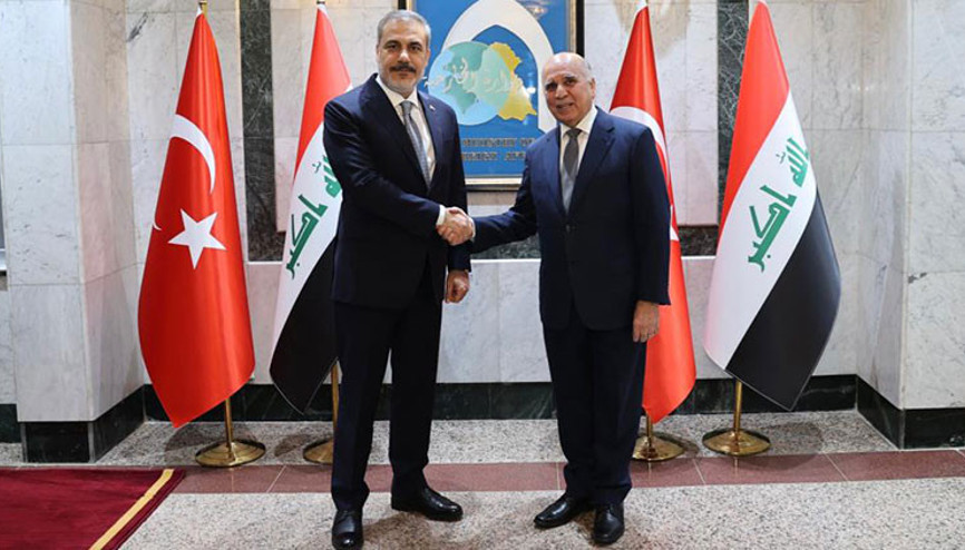 Dışişleri Bakanı Fidan, Irak’ta... Mevkidaşı Fuad Hüseyin ile bir araya geldi