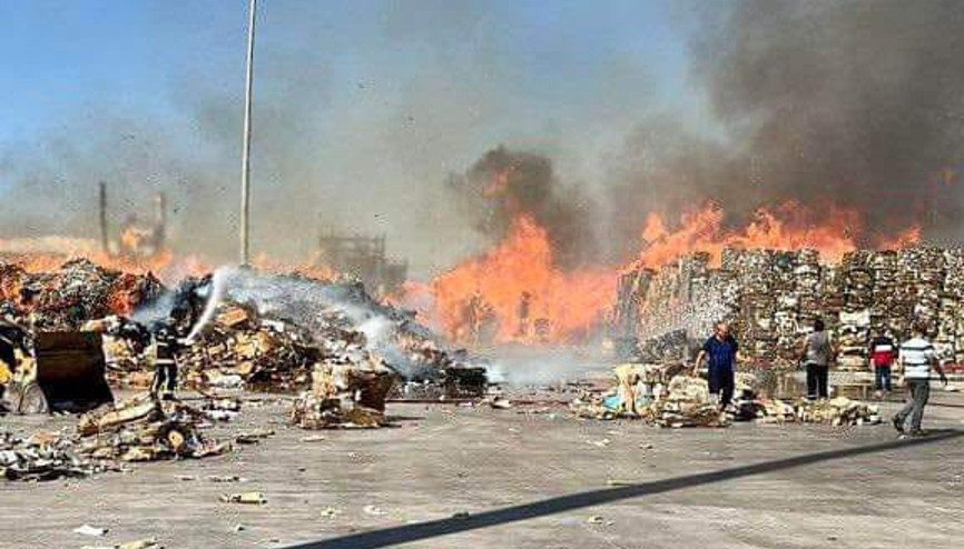 Kahramanmaraşın Türkoğlu ilçesinde kağıt fabrikasında yangın