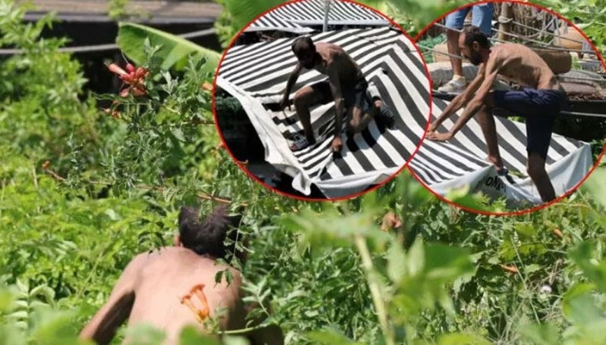 Antalya’da ‘Tarzan’ alarmı: Demirlere tırmandı, polislerden kaçıp şemsiyenin üzerine çıktı