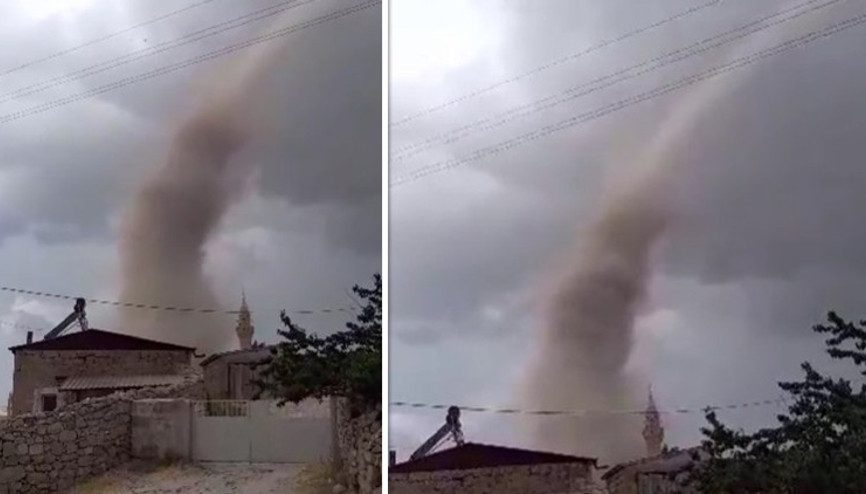 Kayseri Yeşilhisarda hortum kamerada