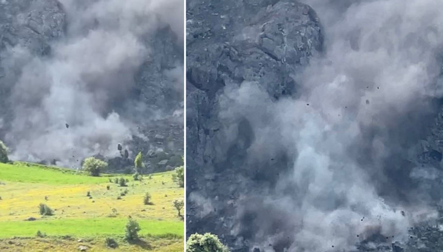 Giresun Şebinkarahisarda heyelan böyle kaydedildi