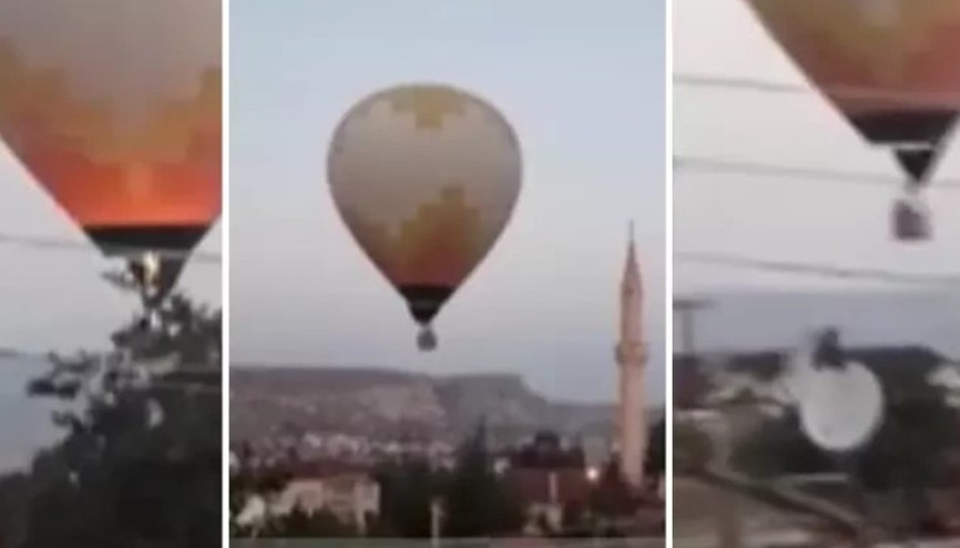 Nevşehirde sıcak hava balonu minarenin alemine çarptı O anlar kamerada