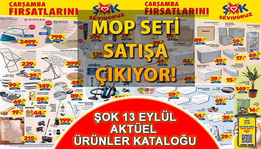 ŞOK Aktüel Ürünler Kataloğu (13 Eylül 2023) bugün satışta | Elektrikli süpürge, mop çeşitleri, ütü masası ve kurutmalık ŞOK’a geliyor…