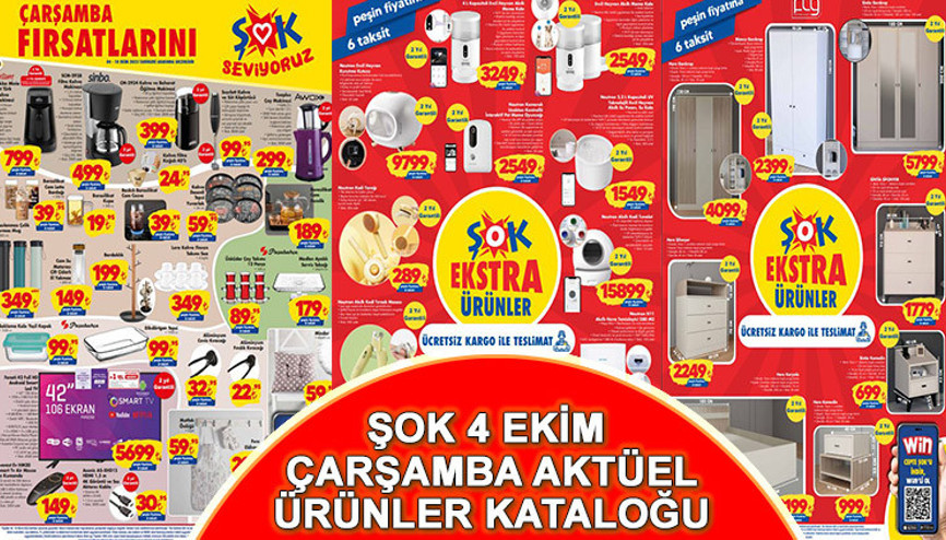ŞOK’TA BUGÜN NELER VAR ŞOK 4 Ekim Aktüel Ürünler Kataloğu: Akıllı robot süpürge, televizyon, gardrop, şifonyer, komidin satışta