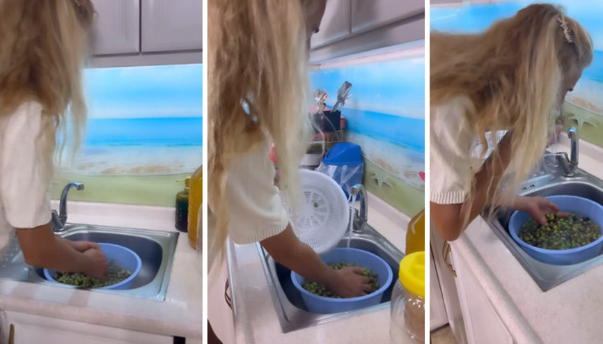 Mutfağa girdi, kışlıkları hazırladı... Zeytinler Tuğbadan