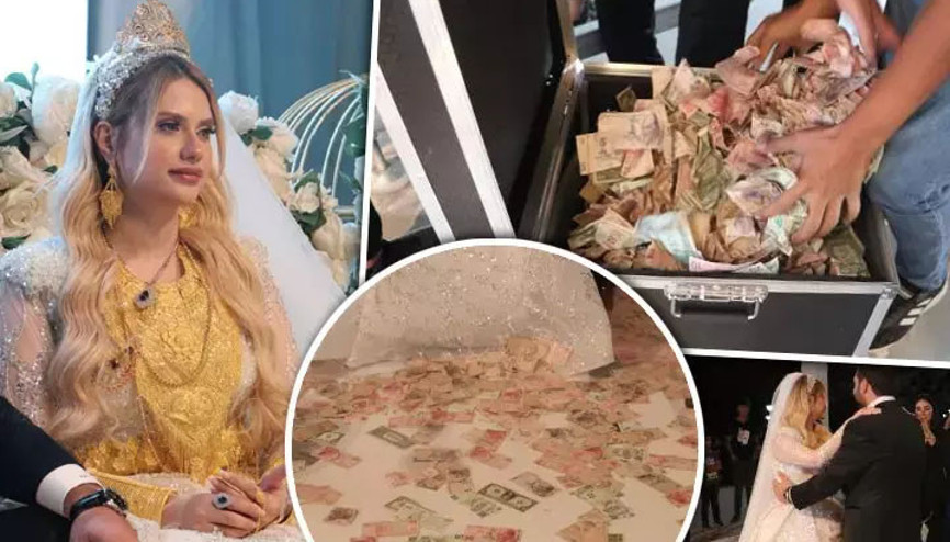 Aşiret düğününde gelinin zor anları 4 kilo altın takıldı, ayakta duramadı