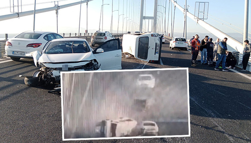 Osmangazi Köprüsünde zincirleme kaza kamerada